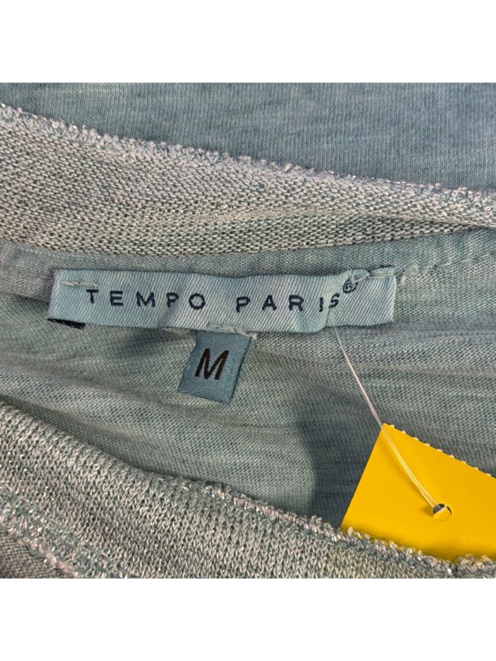 Tempo Paris 100% Linen Blouse Turquoise Made In Italy M - Picture 5 of 6